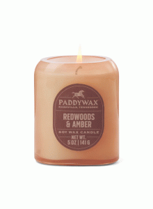 Мини стъклена соева свещ Падивакс Виста - Ръждиво розово - секвоя и кехлибар